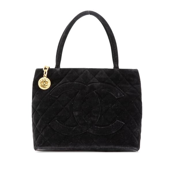Pre-owned Chanel Velvet Medallion Tote Black