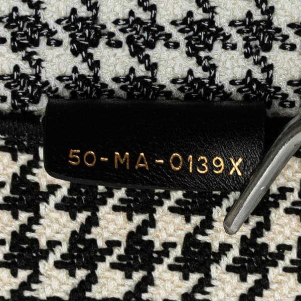 Pre-owned Dior Large Canvas Houndstooth Embroidered Book Tote Black