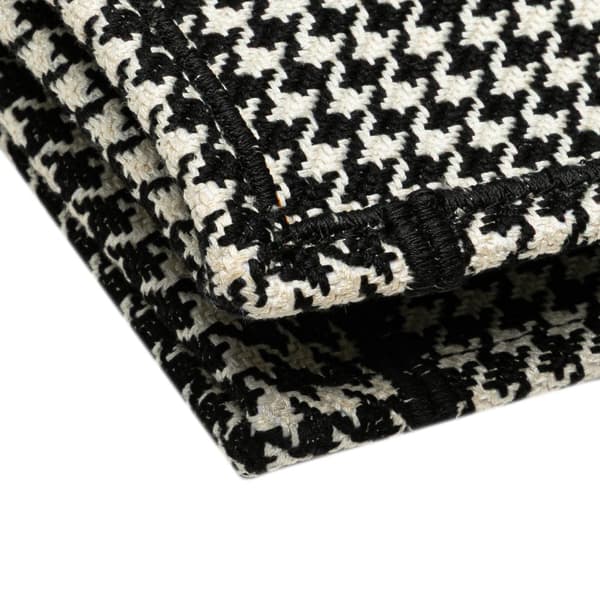 Pre-owned Dior Large Canvas Houndstooth Embroidered Book Tote Black