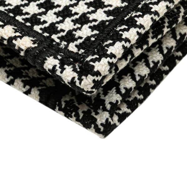 Pre-owned Dior Large Canvas Houndstooth Embroidered Book Tote Black