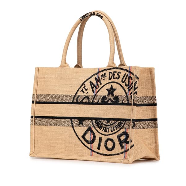 Pre-owned Dior Medium Canvas Jute Book Tote Brown