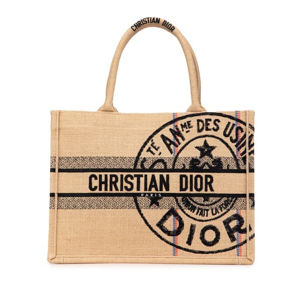 Pre-owned Dior Medium Canvas Jute Book Tote Brown