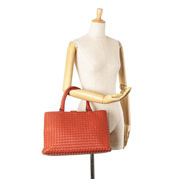 Pre-owned Bottega Veneta Nappa Intrecciato Milano Tote Red