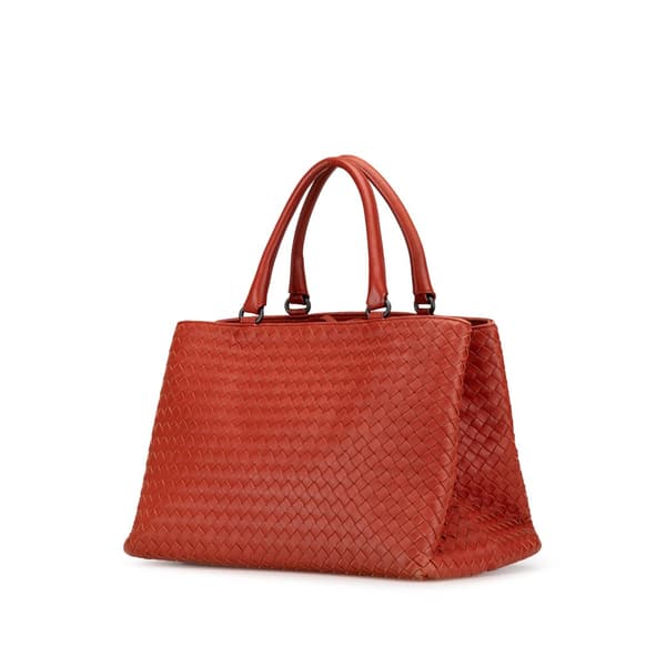 Pre-owned Bottega Veneta Nappa Intrecciato Milano Tote Red