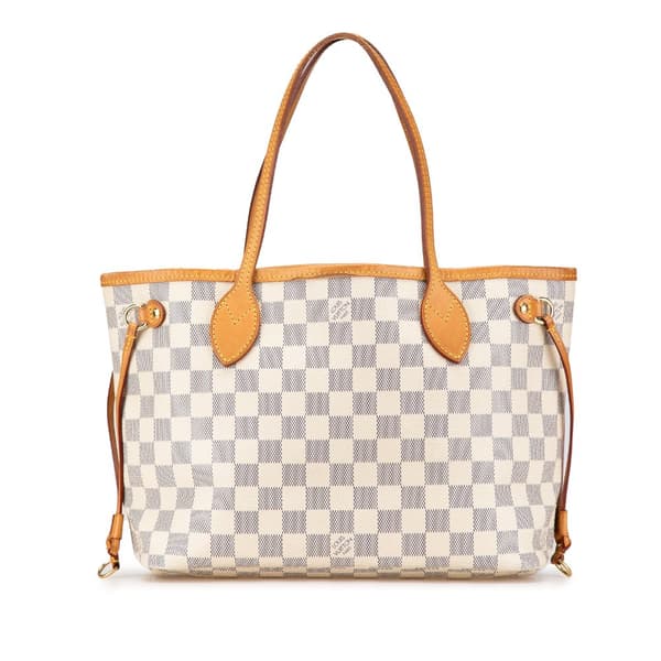 Pre-owned Louis Vuitton Damier Azur Neverfull PM White