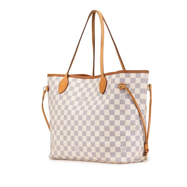 Pre-owned Louis Vuitton Damier Azur Neverfull MM White