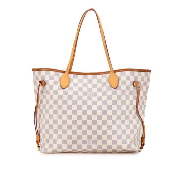 Pre-owned Louis Vuitton Damier Azur Neverfull MM White