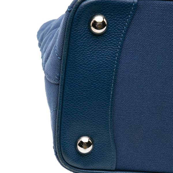 Pre-owned Chanel Quilted Canvas and Caviar Tassel Tote Blue