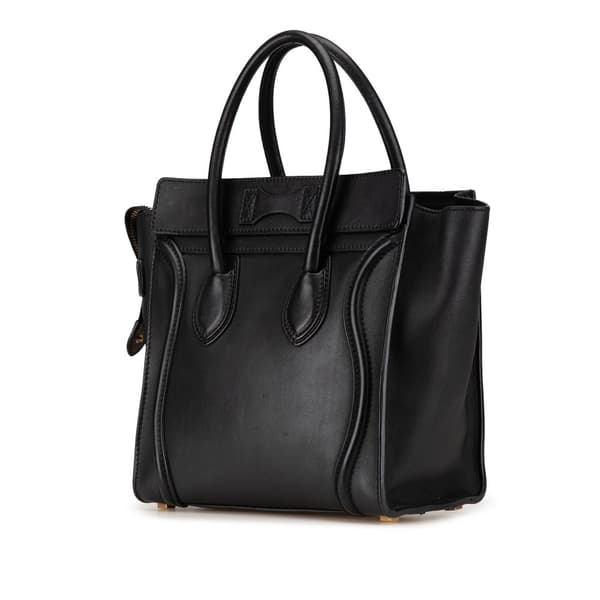 Pre-owned Celine Micro Smooth Calfskin Luggage Tote Black