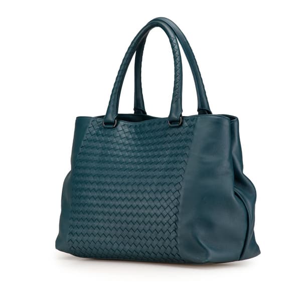 Pre-owned Bottega Veneta Nappa Intrecciato Tote Blue
