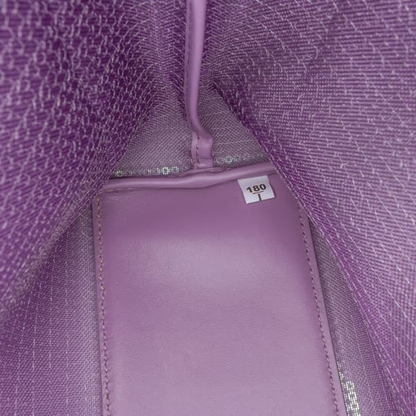 Pre-owned Prada Small Sequined Mesh Logo Tote Purple