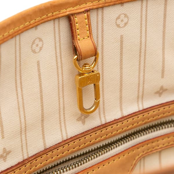 Pre-owned Louis Vuitton Damier Azur Neverfull MM White