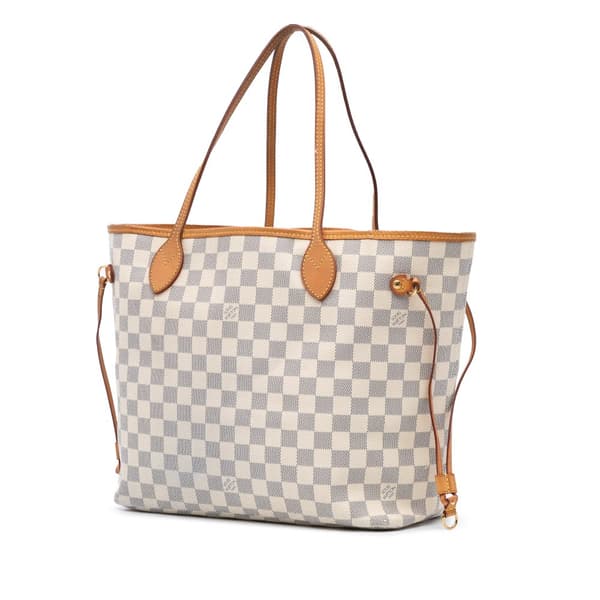 Pre-owned Louis Vuitton Damier Azur Neverfull MM White