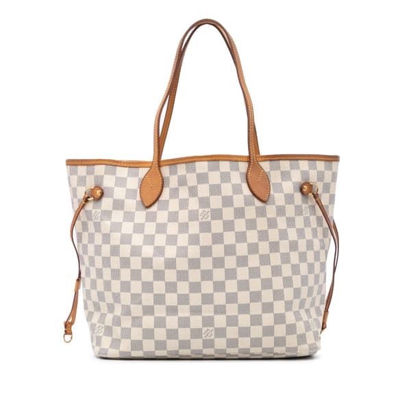 Pre-owned Louis Vuitton Damier Azur Neverfull MM White