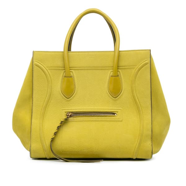 Pre-owned Celine Medium Leather Phantom Luggage Tote Yellow