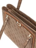 Miniatyrbild 3 av 6: GUESS Ljusbrun axelväska för kvinnor - Orlina Logo Noel Tote Latte Logotyp / Brun 290846