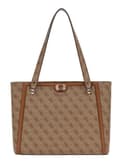 Miniatyrbild 1 av 6: GUESS Ljusbrun axelväska för kvinnor - Orlina Logo Noel Tote Latte Logotyp / Brun 290846