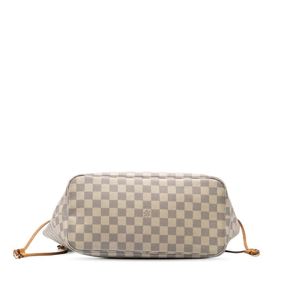 Pre-owned Louis Vuitton Damier Azur Neverfull MM White