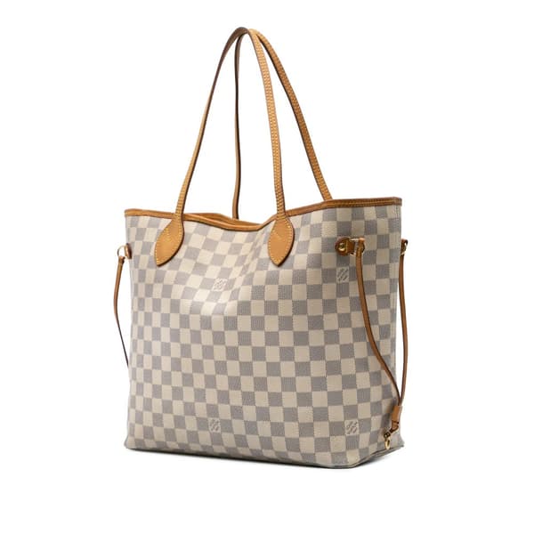 Pre-owned Louis Vuitton Damier Azur Neverfull MM White