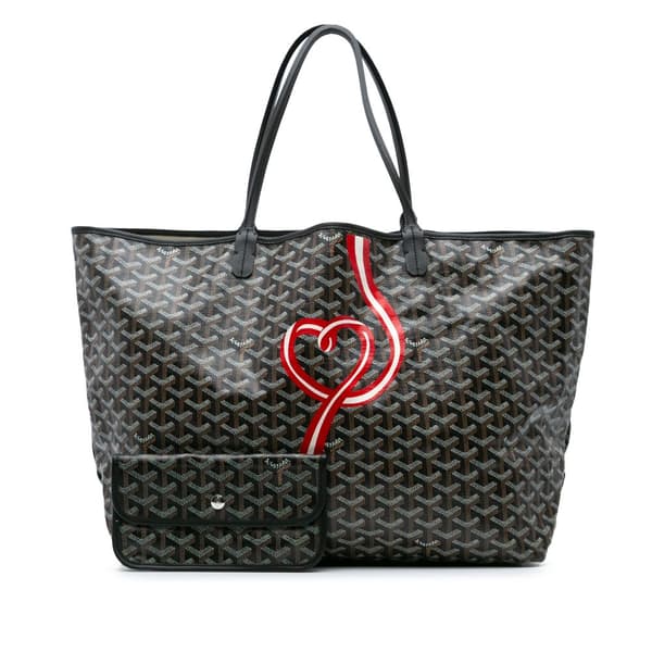 Pre-owned Goyard Goyardine Coeur Ruban Saint Louis GM Black
