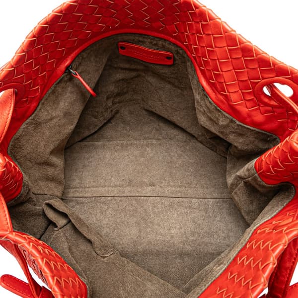Pre-owned Bottega Veneta Medium Nappa Intrecciato Garda Tote Red
