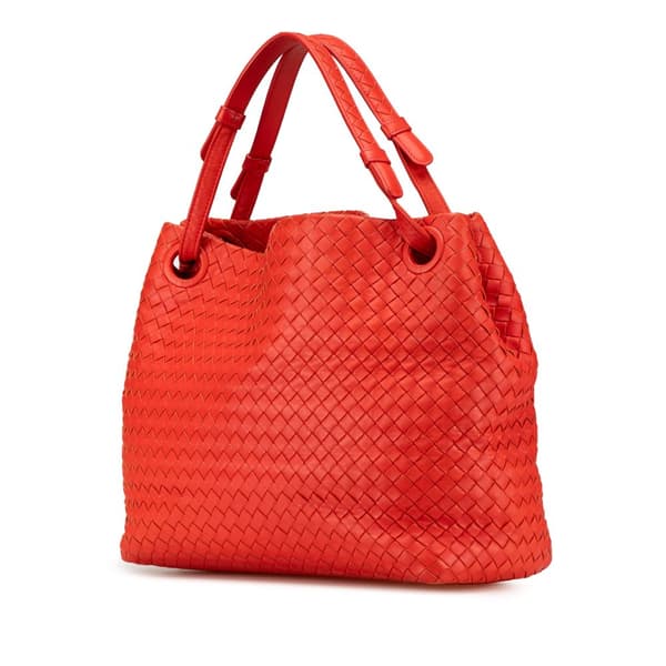 Pre-owned Bottega Veneta Medium Nappa Intrecciato Garda Tote Red