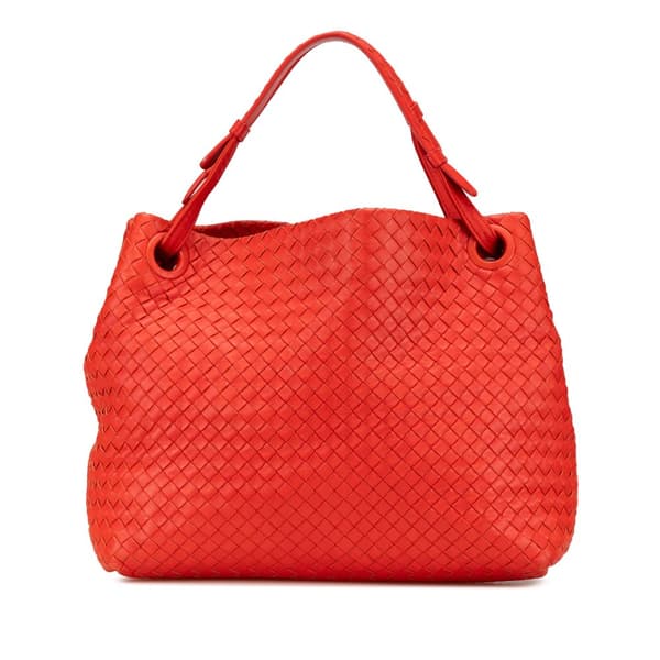 Pre-owned Bottega Veneta Medium Nappa Intrecciato Garda Tote Red