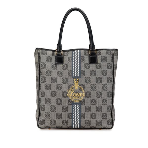 Pre-owned LOEWE Anagram Canvas Tote Gray