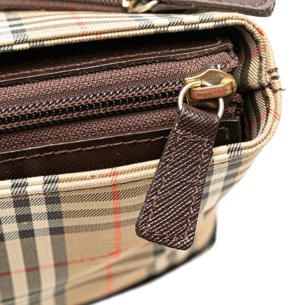 Pre-owned Burberry Haymarket Check Canvas Tote Brown