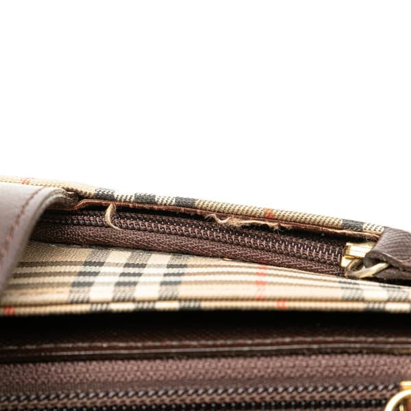Pre-owned Burberry Haymarket Check Canvas Tote Brown