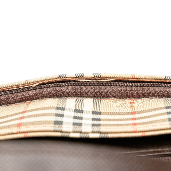 Pre-owned Burberry Haymarket Check Canvas Tote Brown
