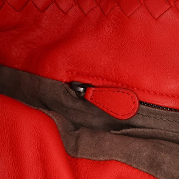 Pre-owned Bottega Veneta Nappa Intrecciato Tote Red