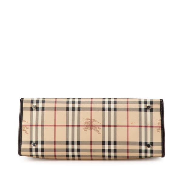 Pre-owned Burberry Haymarket Check PVC Tote Brown