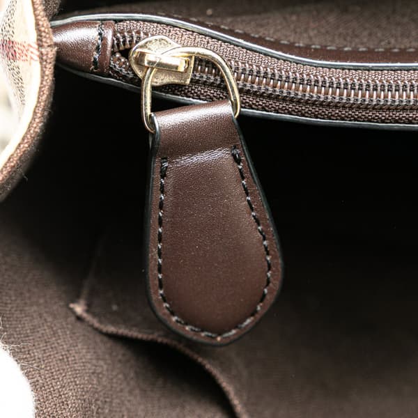 Pre-owned Burberry Haymarket Check PVC Tote Brown