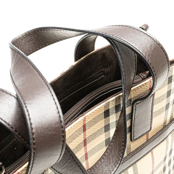 Pre-owned Burberry Haymarket Check PVC Tote Brown