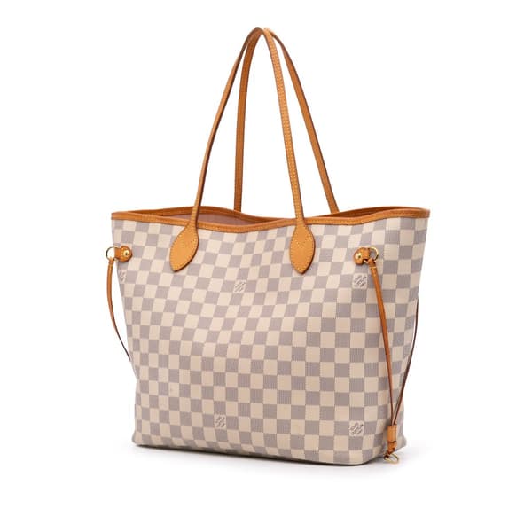 Pre-owned Louis Vuitton Damier Azur Neverfull MM White