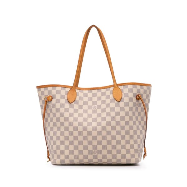 Pre-owned Louis Vuitton Damier Azur Neverfull MM White
