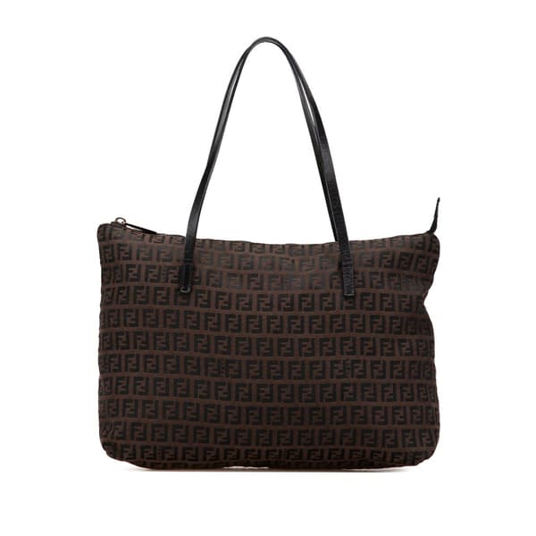 Pre-owned Fendi Small Zucchino Canvas Tote Brown