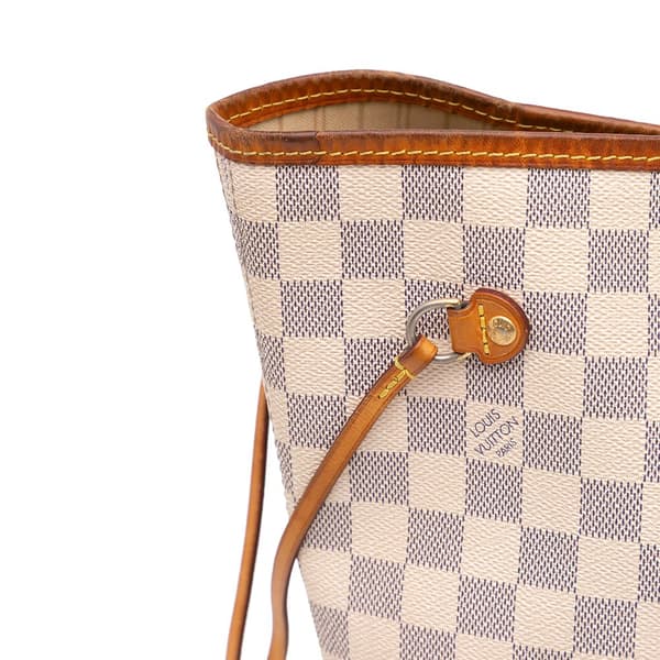 Pre-owned Louis Vuitton Damier Azur Neverfull MM White