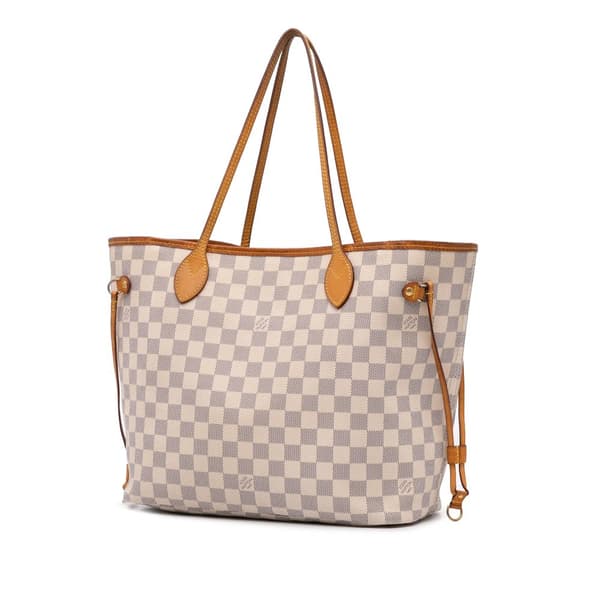 Pre-owned Louis Vuitton Damier Azur Neverfull MM White