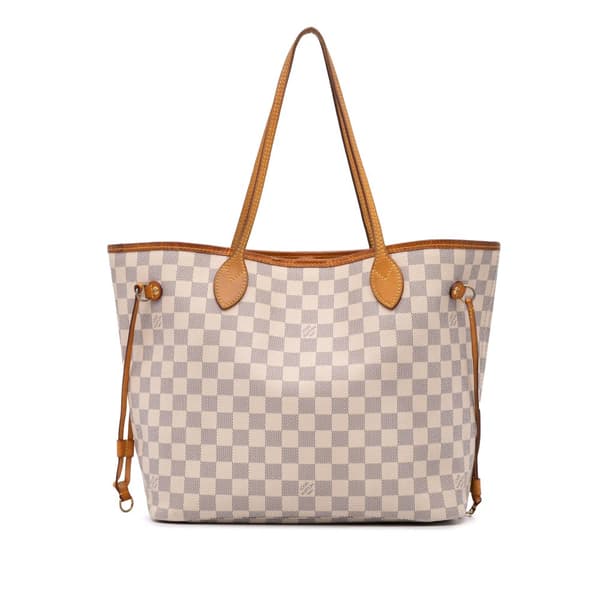 Pre-owned Louis Vuitton Damier Azur Neverfull MM White