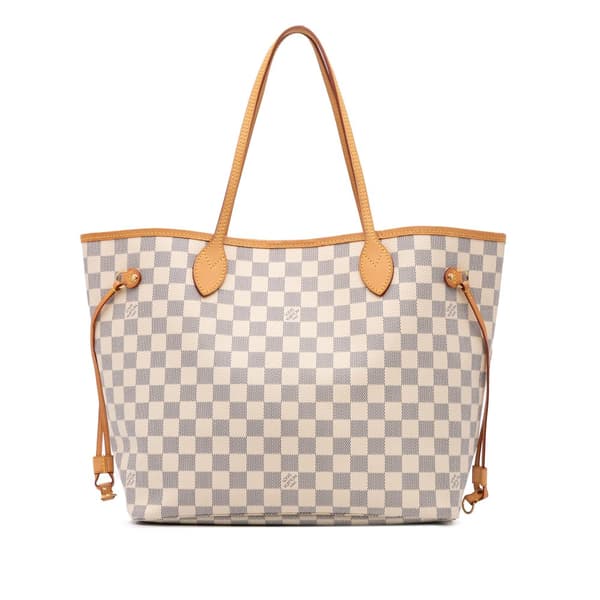 Pre-owned Louis Vuitton Damier Azur Neverfull MM White
