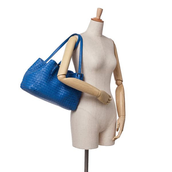 Pre-owned Bottega Veneta Medium Nappa Intrecciato Cesta Tote Blue