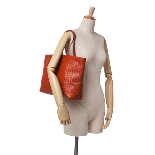 Pre-owned Bottega Veneta Leather Intrecciato Tote Orange