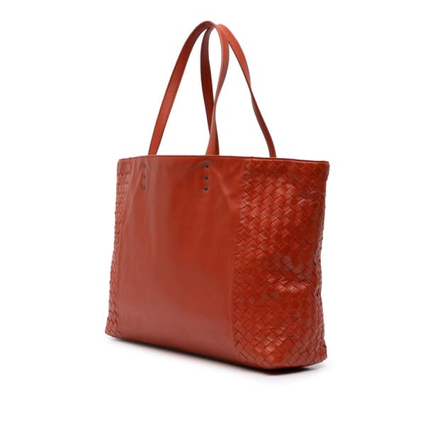 Pre-owned Bottega Veneta Leather Intrecciato Tote Orange