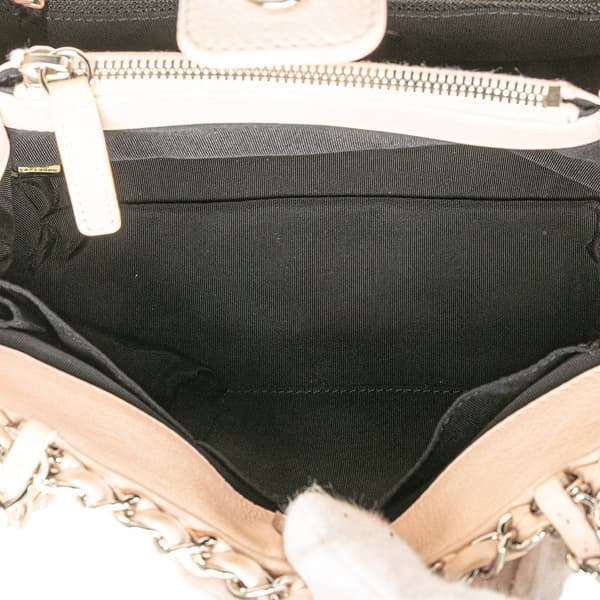 Pre-owned Chanel Mini Quilted Lambskin Chain Me Tote Brown
