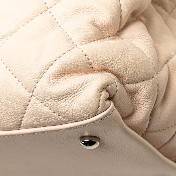 Pre-owned Chanel Mini Quilted Lambskin Chain Me Tote Brown