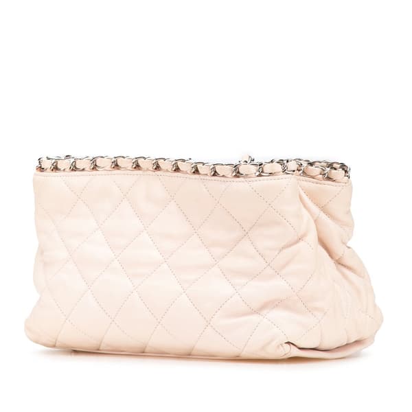 Pre-owned Chanel Mini Quilted Lambskin Chain Me Tote Brown