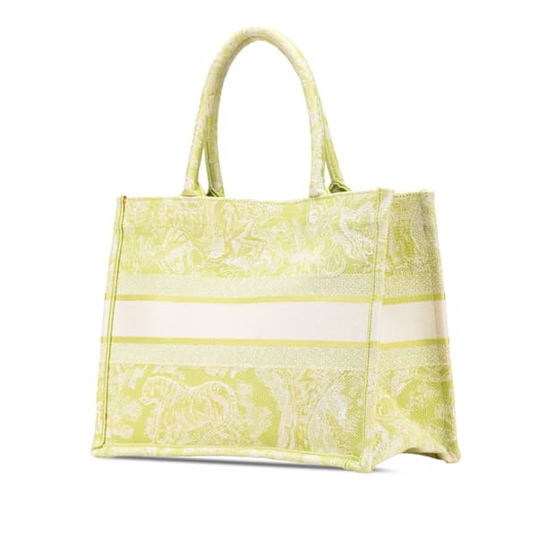 Pre-owned Dior Medium Canvas Embroidered Dioriviera Toile De Jouy Book Tote Green