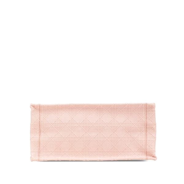 Pre-owned Dior Medium Canvas Cannage Embroidered Book Tote Pink